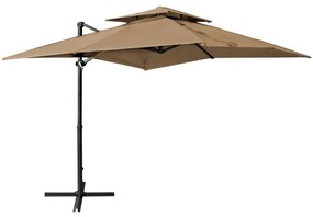 Umbrela suspendata cu invelis dublu, gri taupe, 250x250 cm Gri taupe