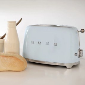 Prajitor de paine SMEG 50's Style TSF01PBEU, 950 W, 2 felii, 6 trepte, Tava pentru firimituri, Cablu integrat, Otel inoxidabil, Albastru