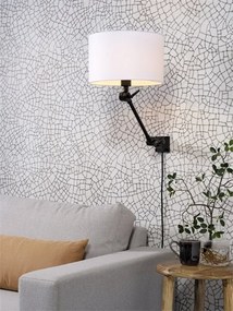 Aplica cu brat articulat Amsterdam S, abajur textil alb