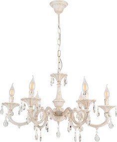 Brilagi - Candelabru suspendat pe lanț CLASSIC 6xE14/10W/230V crem/patină