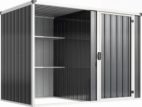 Outsunny Șopron de Grădină din Oțel Galvanizat, Ușă Blocabilă, 231 x 125 x 162 cm, Gri Închis | Aosom Romania