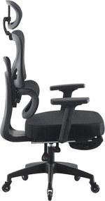 RESIGILAT- Scaun ergonomic, cotiere 3D, suport lombar adaptiv, spătar reglabil pe inaltime, tetiera 3D, suport pentru picioare, pivotant, Mesh, Negru