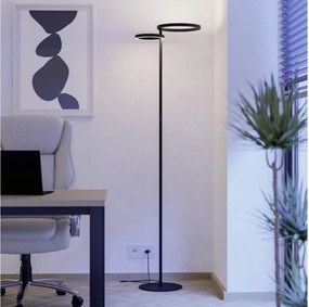 Eglo 901974 - Lampă de podea LED reglabilă CASTELPOTO LED/16W/230V + LED/12W neagră