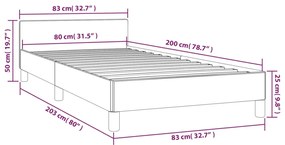 Cadru de pat cu tablie, negru, 80x200 cm, catifea Negru, 80 x 200 cm