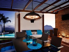 Încalzitor electric suspendat de terasa exterior cu iluminat si telecomanda IP44 Heat Vintage