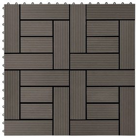 vidaXL Plăci de pardoseală 11 buc, maro închis, 30 x 30 cm, WPC, 1 mp