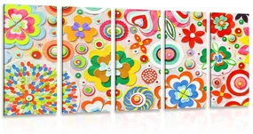 Tablou 5-piese abstract de flori