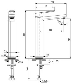 Baterie lavoar inalta Ideal Standard Tonic II crom lucios