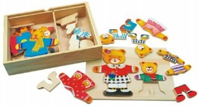 Puzzle Dulap pentru haine urșilor lemn colorează în cutia 19x14x4cm
