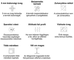 Cabină de duș curbată Spirit Clear 90x90x180 cm, fără cădiță de duș