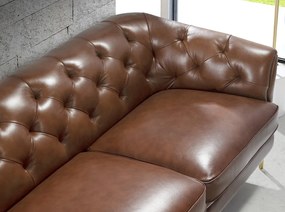 Canapea 2 locuri din piele naturala capitonata Cowhide leather brown