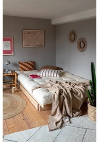 Pat matrimonial în culoare naturală din lemn masiv de pin cu spațiu de depozitare și somieră 160x200 cm Kanso – Karup Design