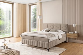 Pat Boxspring Penia 160x200 cu spațiu de depozitare - catifea bej Element 6