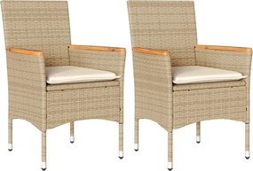 vidaXL Fotolii de grădină cu perne, 2 buc., bej, poliratan
