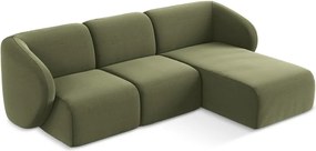 Colțar verde cu tapițerie din catifea (cu colț pe partea dreaptă/cu șezlong) Lani – Makamii