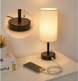 Brilagi - Lampă de birou TABLON cu port USB 1xE27/25W/230V negru/alb