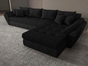 Colțar extensibil dumonde cu ladă de depozitare si sezut confortabil din spuma high-density, Loana XL Enjoy Negru II 335x185 cm