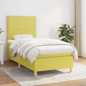 3142216 vidaXL Pat box spring cu saltea, verde, 80x200 cm, textil