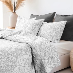 Goldea lenjerie de pat 100% bumbac - mandale mari gri pe alb 140 x 200 și 50 x 70 cm