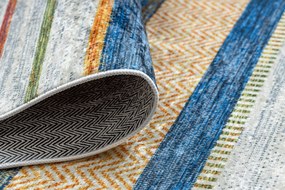 ANDRE 35950 covor lavabil Linii, geometric anti-alunecare - albastru / galben