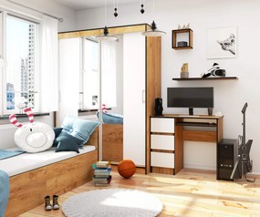 Masă PC Benicio (Stejar craft + Alb) (S). 1070961