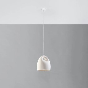 Lustră albă cu abajur din ceramică ø 25 cm Sativa – Nice Lamps