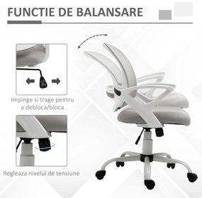 Scaun de Birou din Plasa din Material Textil Gri, Scaun pentru Masa de Lucru Ergonomic si Rotativ cu Înaltime Ajustabila Vinsetto | Aosom RO