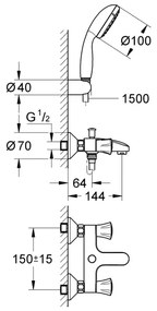 GROHE 2546010A - Baterie pentru cadă COSTA L DN 15, crom lucios