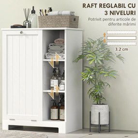 HOMCOM Dulap Modern pentru Rufe cu Coș Detașabil și  Compartimente de Depozitare, 60x38x86 cm, Alb | Aosom Romania