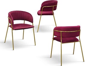 Set 2 scaune Milano, structura metalica aurie, catifea - STANDARD - AURIU - BORDO - CATIFEA