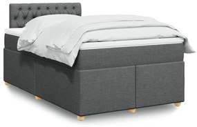 vidaXL Pat box spring cu saltea, gri închis, 120x200 cm, textil