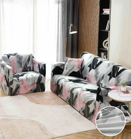 Husa Elastica Pentru Fotoliu  Canapea  Coltar - Marble Roz