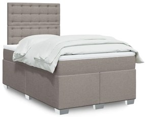 vidaXL Pat box spring cu saltea, gri taupe, 120x200 cm, textil