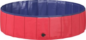 vidaXL Piscină pliabilă pentru câini Roșu și albastru PVC