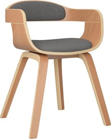 vidaXL Scaun de bucătărie, gri deschis, lemn curbat & țesătură