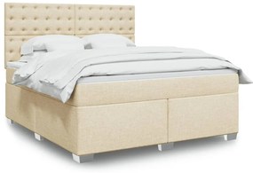 vidaXL Pat continental cu saltea, crem, 180x200 cm, textil