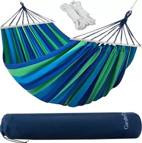 Hamac albastru-verde HAMARI pentru 2 persoane 260x160 cm