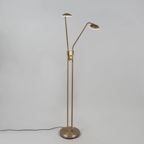 Lampă de podea modernă bronz cu lampă de citit cu LED - Eva