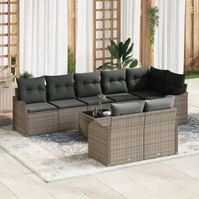 vidaXL Set de canapele pentru grădină cu pernă 9 pcs Gri Rattan poli