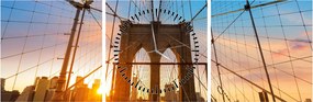 Tablou - Podul Brooklyn, Manhattan, New York (cu ceas) (90x30 cm)
