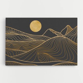 Tablou Canvas, 50x70cm, Dormitor si Living, Peisaje, Munti, Golden Mountain Moon