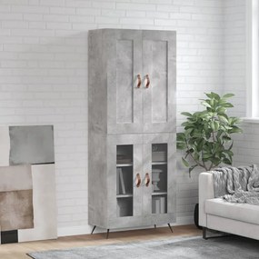 vidaXL Dulap înalt, gri beton, 69,5x34x180, lemn compozit