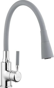 Baterie bucatarie cu pipa flexibila Invena Hula gri - crom