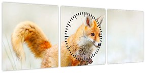 Tablou - Vulpe care sare (cu ceas) (90x30 cm)