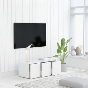 Comoda TV, alb extralucios, 80 x 34 x 30 cm, PAL 1, Alb foarte lucios