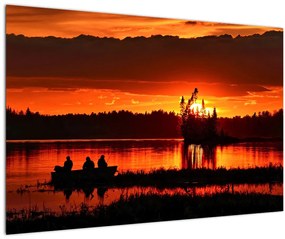 Tablou - Pescari pe lac (90x60 cm)