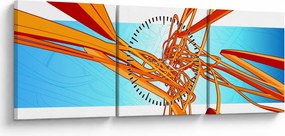 Tablou - Linii împletite, abstracție (cu ceas) (90x30 cm)