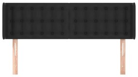 Tablie de pat cu aripioare negru 147x16x78 88cm piele ecologica 1, Negru, 147 x 16 x 78 88 cm
