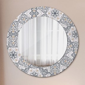 Oglinda rotunda rama cu imprimeu Ornamente geometrice