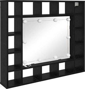 vidaXL Dulap cu oglindă Stejar Negru 91 x 15 x 76,5 cm Lemn compozit